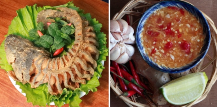 Cá lóc chiên nước mắm ngon; Làm cá chiên sả ớt nghệ; Phi lê cá lóc chiên giòn; Món ăn này rất tốt với người bị cảm lạnh, sợ gió, đau đầu nghẹt mũi, ho đờm nhiều.