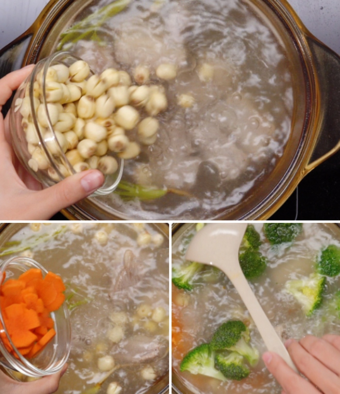 Nấu canh hạt sen với nấm hương; nấu canh hạt sen chay; cách làm canh sườn hầm hạt sen; canh sườn hạt sen khoai tây; canh hạt sen khô.